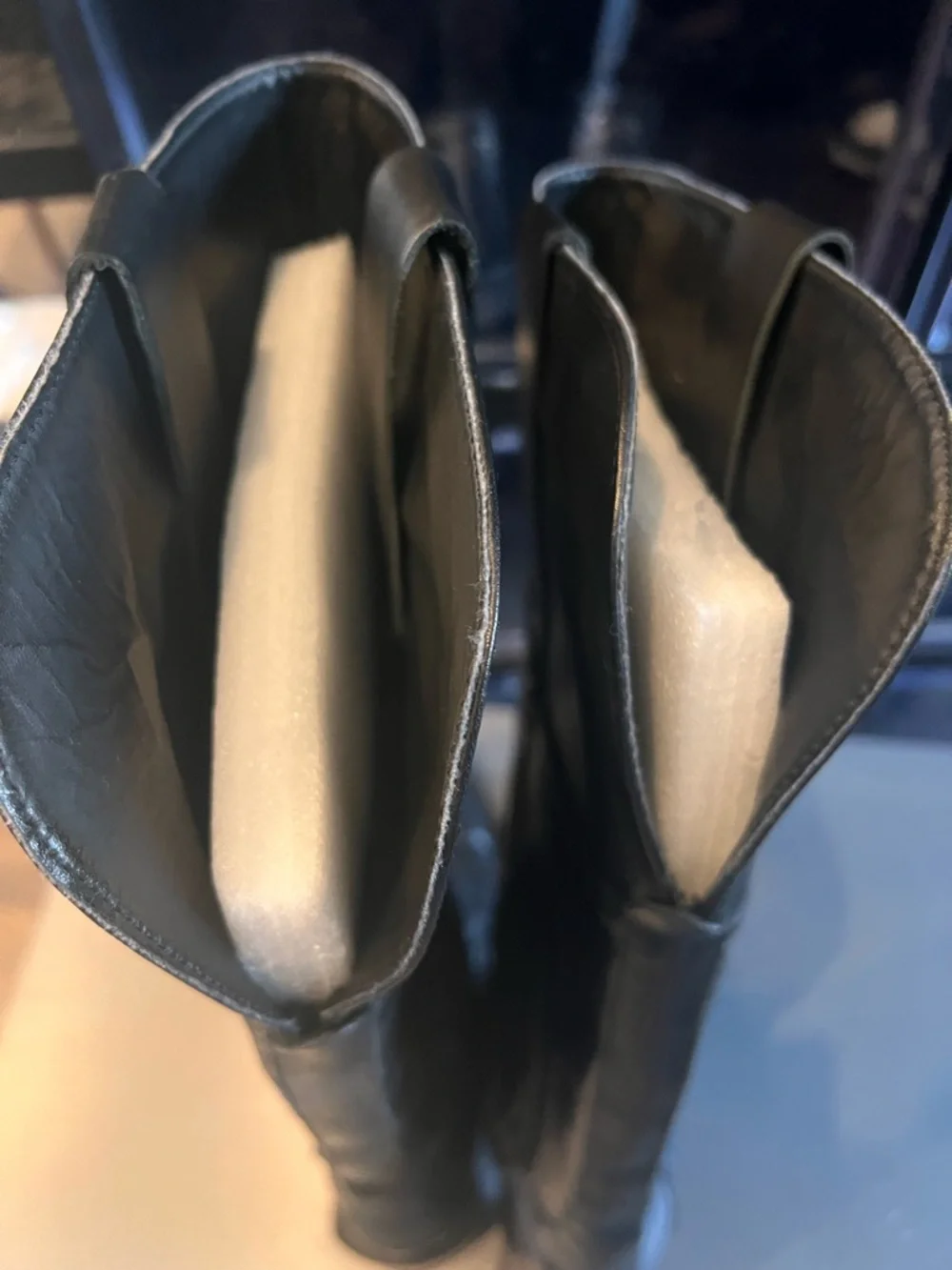 Zara Black Over-the-Knee Leather Boots with Western Stitching - Festival Boot